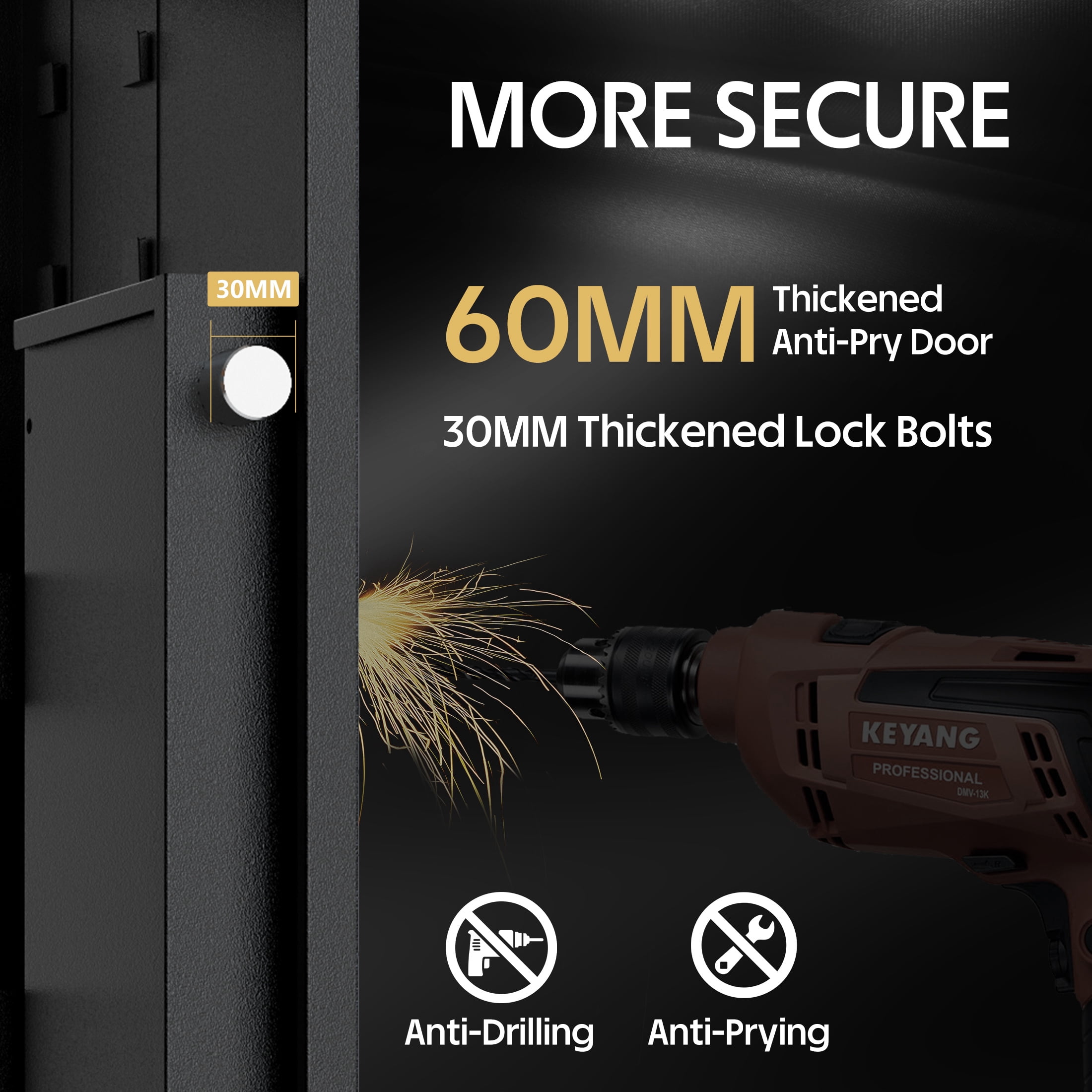 KAER 13-15 Biometric Gun Safe, Quick Access Assembled Gun Safe for Rifle and Pistol, Large Heavy-Duty Gun Cabinet for Shotgun with Removable Shelf & Gun Rack, Black
