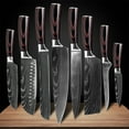 thumbnail image 1 of 8Pcs/Set kitchen knives Laser Damascus pattern chef knife Sharp Cleaver Slicing Utility Knives tool, 1 of 9