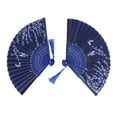 thumbnail image 1 of Fan de Mariage Main Pliant Fan Groupe Bleu Décoratif Fan de Danse Design Rationalisé, 1 of 8
