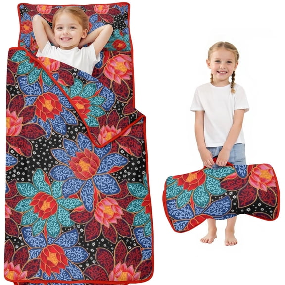 Pioneer Flower Floral Print Pattern Toddler Nap Mats for Kids Preschool,Sleeping Mat Bag or Kids,Toddler Sleeping Bag,Toddler Nap Mat or Daycare