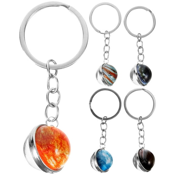 DINHEAROM 5Pcs Solar System Charm Keychain Pendant Identification for Boys Girls Outer Space Theme