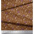 thumbnail image 2 of Soimoi Brown Modal Satin Fabric Leaves & Floral Hand Drawn Decor Fabric Printed Yard 42 Inch Wide, 2 of 2