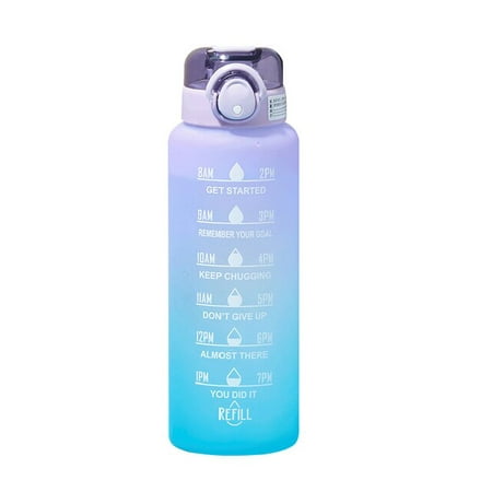 

DabuLiu 1L Gradient Water Bottle Sports Frosted Cup With Straw Time Marker Drinking Bottle Leak-Proof Bounce Lid Jugs Large Capacity