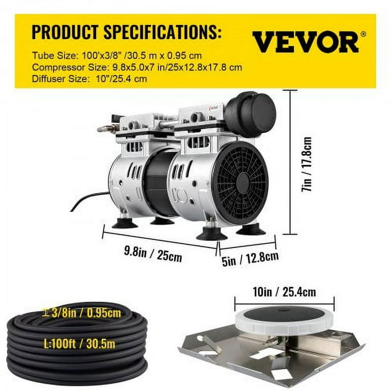 VEVOR Épandeur de diffusion, épandeur de 100 lb avec roues de 10, aérateur  à pointes en