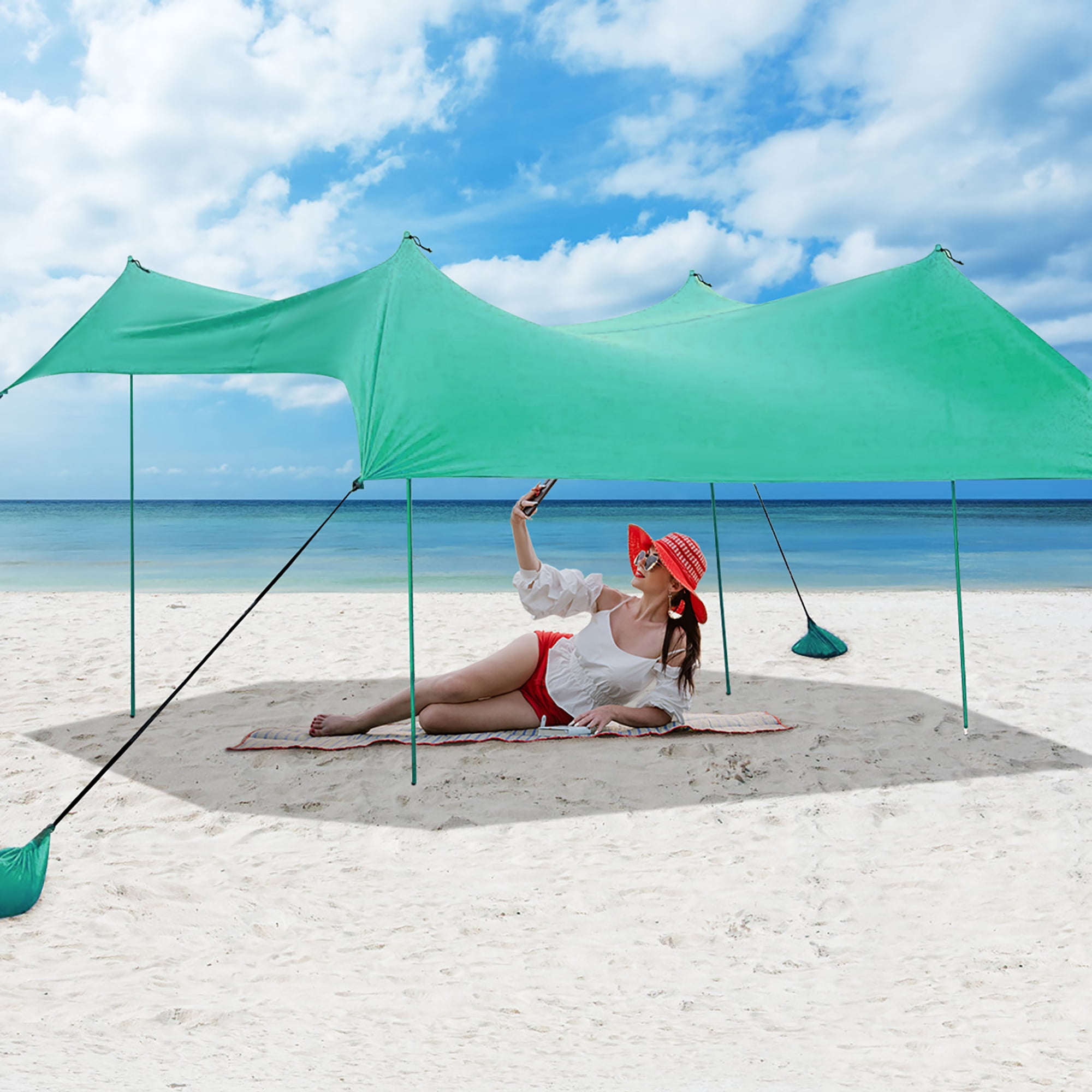green beach shelter