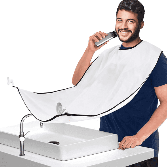 Babero para Afeitar, Delantal para Barba, Kit de Paño de Afeitar Impermeable, Capa Antiadherente para Barba, Babero para Recortar Barba con Ventosa Fuerte, un Regalo para Todos los Hombres