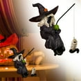 thumbnail image 2 of Yttmshdga Halloween Fishing Witch Resin Decor Miniature Cauldron & Broomstick Figurine For Aquarium/Tabletop, 2 of 7