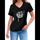 thumbnail image 1 of Camiseta de Mujer con Cuello en V y Temática Natural para Espíritus y Almas Errantes. Negro M, 1 of 4