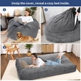 thumbnail image 4 of Convertible corduroy bean bag chair cama-washable cover floor sofa para adults-giant bean bag in light gris, 4 of 7