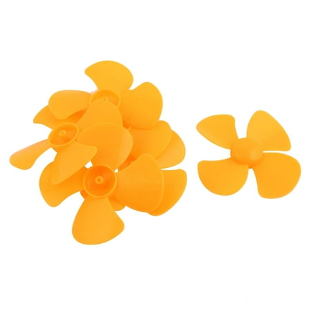 - 6Pcs Fan Shape 4 Vanes 100mm Dia RC Boat Propeller Yellow for Brushless Motor