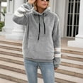 thumbnail image 4 of Fesfesfes Women Flannel Shirt Casual Long Sleeve Solid Hoodies Pullover Drawstring Plush Sweatshirts Blouse Hoodies Tops Clearance, 4 of 7
