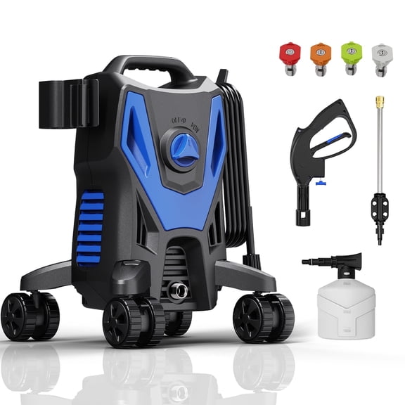 LAANPOLE Electric Pressure Washer, 4200PSI 2.8GPM, Foam Cannon, 4 Nozzle Tips, 20 FT Hose, 35FT Power Cord, Power Washer with Anti-Tipping Technology for Cars, Garden