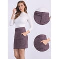 thumbnail image 2 of DARING DIVA Women's Faux Suede Skirt Belted Pencil Skirts S Dark Purple, 2 of 5