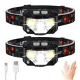 thumbnail image 1 of Linterna frontal recargable, paquete de 2 superbrillantes con linterna frontal LED blanca y roja, 6 modos, sensor de movimiento, impermeable, pesca al aire libre, camping, correr, 1 of 5
