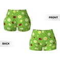 thumbnail image 5 of Fotbe Daisies And Ladybugs Seamless Shorts, Womens Workout Shorts High Waist Stretch Booty Short for Gym/Yoga/Running/Biking-Large, 5 of 9