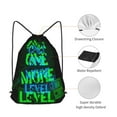 thumbnail image 5 of XMXT Waterproof Gym Bag, Game Mode Slogan Green Prints Drawstring Backpack for Men, s Black, 5 of 8