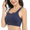 thumbnail image 2 of Women's Sports Bra – Seamless Front Lace Cover Removable Padded Wirefree Crop Tank Top Bralette Cami Comfort Yoga, 2 of 8