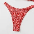 thumbnail image 6 of One Shoulder Swimsuits for Women 2 Piece Floral Bathing Suit Underwire Bikini Top with Thong Bottoms Cheeky Swimwear, Red, S, 6 of 6
