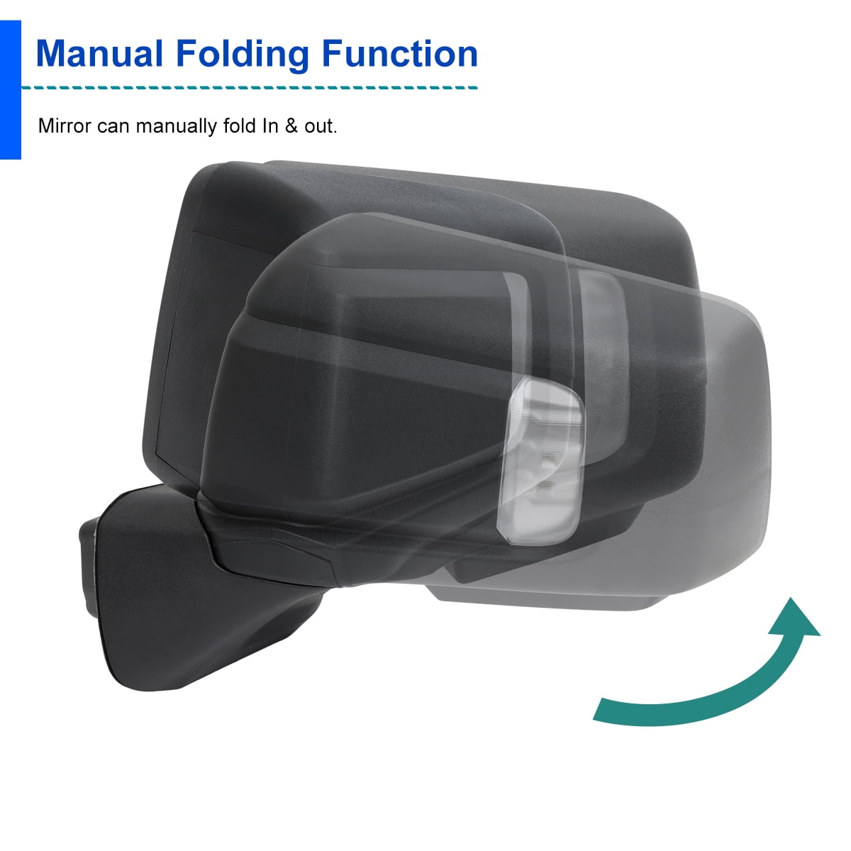 Spec-D Tuning Left Driver Side Black Power Heated Manual Adjust Side Mirror w/ Blind Spot + Temp Sensor Compatible with 2019-2026 GMC Sierra 1500