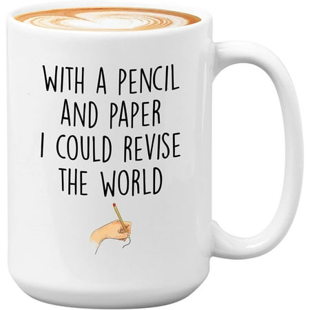 

Book Lover Coffee Mug-Writing Somewhere Between Torture-Writer Novelist Literature Reading Bookworm Library Philosophers-With A Pencil 11 Oz