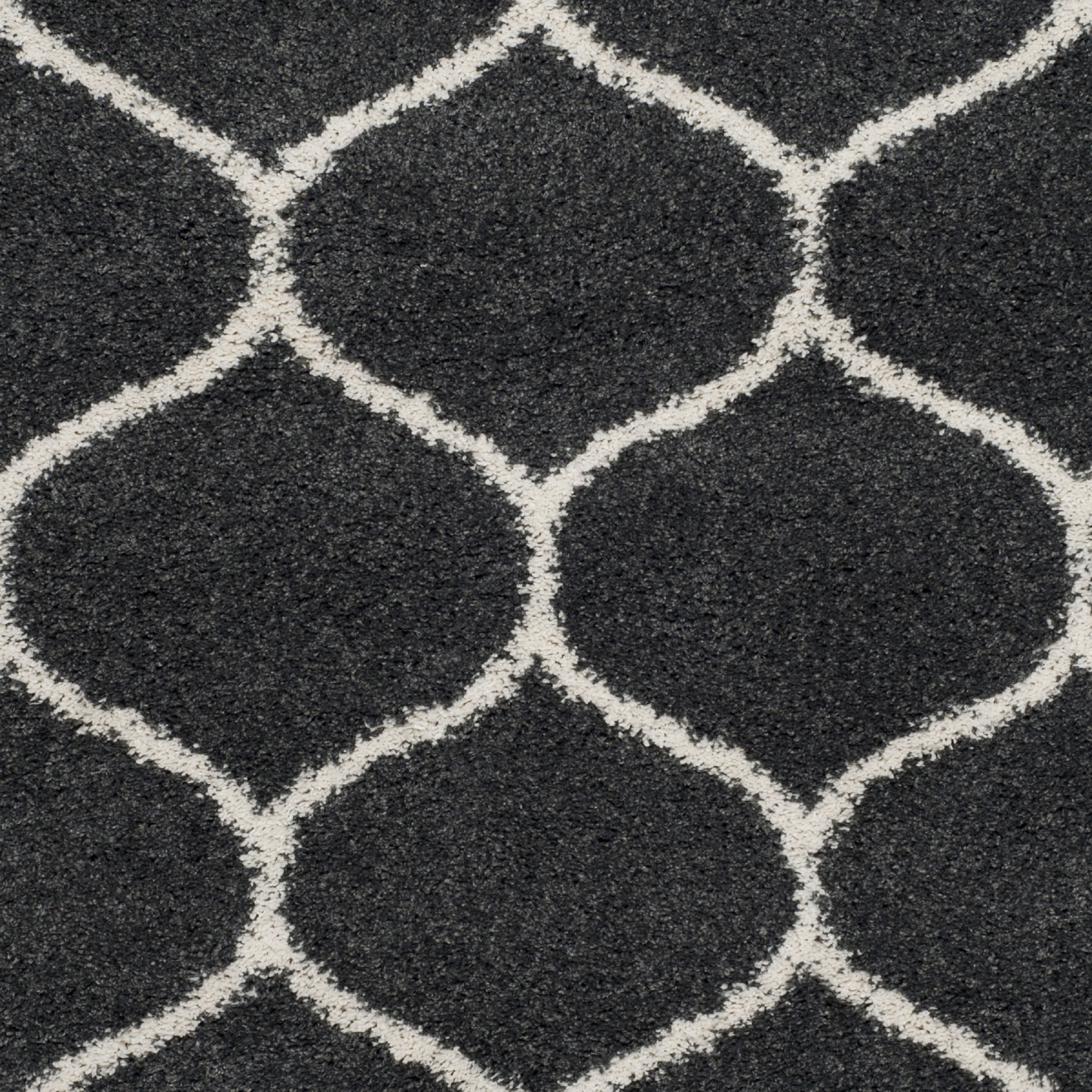 SAFAVIEH Hudson Arline Geometric Shag Area Rug, Dark Grey/Ivory, 4' x 6'