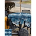 thumbnail image 5 of Outdoor Tablecloth with Umbrella Hole for Patio/Picnic/Party/Camping, Vintage Minimalist Waterproof Table Cloth Square Cover Washable, Deep Blue Abstract Tie-dye Texture (54"x 54"), 5 of 9