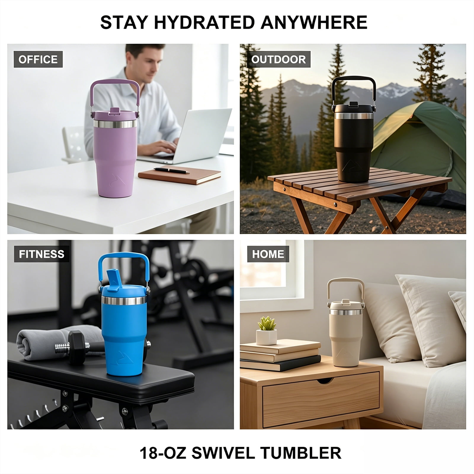 Ozark Trail 18 oz Stainless Steel Insulated Swivel Tumbler, Black