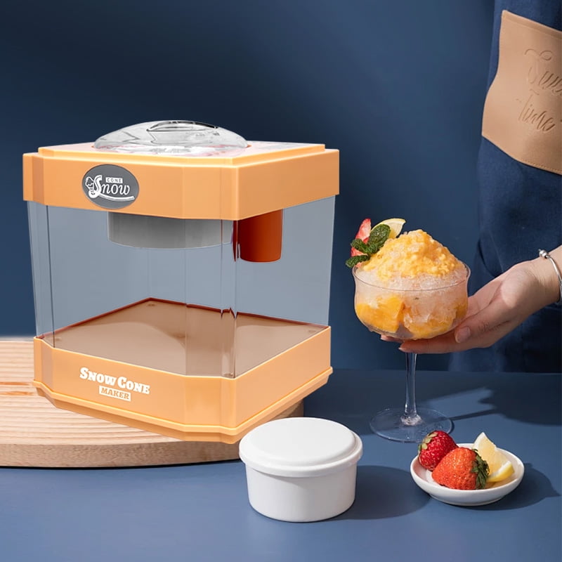 Snow Cone Maker, Tabletop Shaved Ice Machine for Slushies & Frozen Drinks, 2 Reusable Cups, Ice Scoop