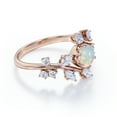 thumbnail image 3 of JeenMata 0.75 Carat Round Cut Mexican Opal And Moissanite - Cathedral Tension Set - Nature Inspired Engagement Ring - 18K Rose Gold Plating Over Silver, 3 of 7