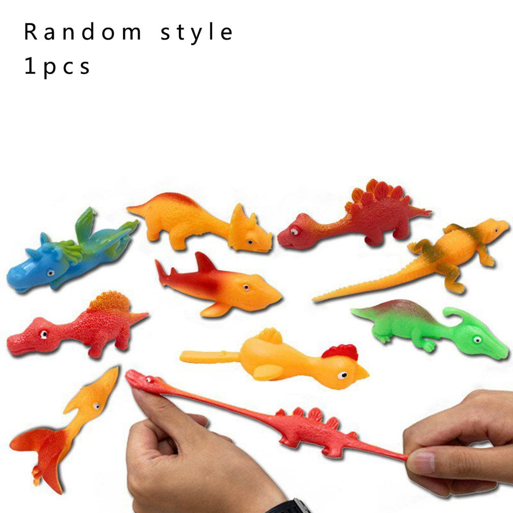 5PCS TPR Catapult Toys Slingshot Flying Simulation Dinosaur Shape Exquisite  Toys Mini Animal Toy Random Color
