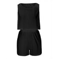 thumbnail image 5 of Nrmvnmi Women's 2 Piece Eyelet Summer Outfits Sleeveless Crewneck Tops Matching High Waisted Shorts Set Vacation Outfits Black XLMothers Day Gifts, 5 of 5
