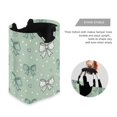thumbnail image 3 of Foldable Laundry Hamper Bag with Handles Dirty Clothes Basket 12.6" x 11" x 22.7" Green and Mint Bows, 3 of 7