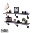 thumbnail image 6 of 36 in. x 7.5 in. x 6.75 in. Riverstone Grey Restore Wood Wall Shelving with Industrial Angled Steel Pipe Brackets, 6 of 9
