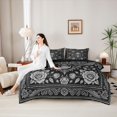 thumbnail image 5 of Homewish Bohemian Skull Damask 7-Piece Twin Bedding,Halloween Bedding Comforter Set,Black Gray,Black Reversible, 5 of 8