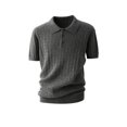 thumbnail image 4 of Polo Shirts for Men Summer Solid Casual Cable Knit Collared Short Sleeve Dress Shirts, 4 of 4