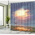 thumbnail image 5 of Ambesonne Landscape Shower Curtain, Beaming Sun Clouds, 69"Wx84"L, Blue Orange, 5 of 5