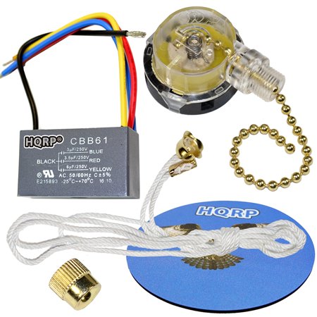 Hqrp Kit Ceiling Fan Capacitor Cbb61 3uf 3 5uf 6uf 4 Wire And 3