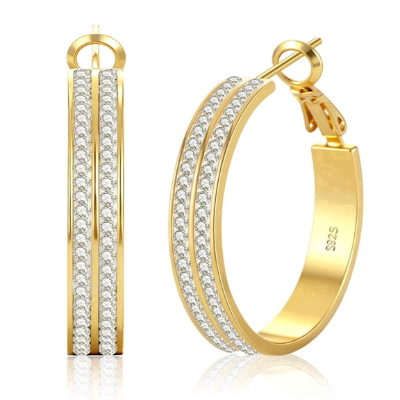 YEUOYEA Gold Hoop Earrings for Women, 14K Gold Plated Hypoallergenic CZ Large Hoop Earrings, Jewelry Gift