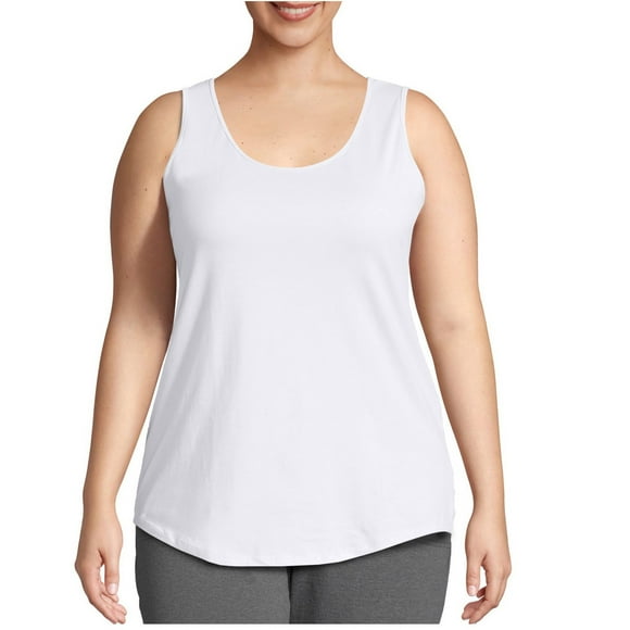 Summer Savings! JURANMO Women's Oversized Tunic Tank Tops Solid Color Casual Cotton Comfy Vest Loose Hem Flowy Sleeveless Shirts White XL