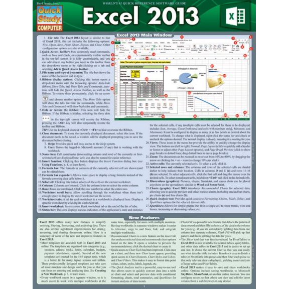 Pre-Owned Excel 2013 (Quick Study Computer) Paperback