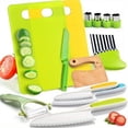 thumbnail image 2 of 13 Pieces Montessori Kitchen Tools Cooking Sets Real-Toddler Safe Knives Set For Real Cooking With Plastic Toddler Safe Knives Crinkle Cutter Cutting Board, 2 of 10