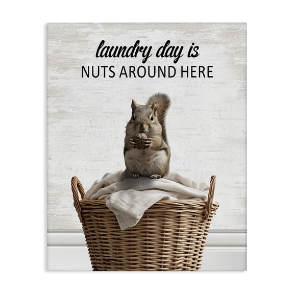 Stupell Industries Funny Laundry Day Is Nuts Quotes and Sayings Painting Wrapped Canvas Canvas Art Print Wall Art, 16 x 20