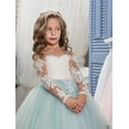 thumbnail image 2 of Lace Embroidery Sheer Long Sleeves Kids Trailing Gowns, 2 of 5