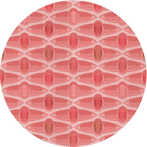 Ahgly Company Machine Washable Indoor Round Transitional Light Coral Pink Area Rugs, 3' Round