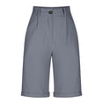 thumbnail image 4 of GJSYRH Womens Capri Pants 2025 Knee Length Cotton Linen Capris Summer Straight Leg Loose Beach Bermuda Shorts with Pockets, 4 of 4