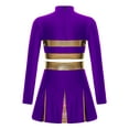 thumbnail image 2 of TiaoBug Girls Halloween Cheerleading Costume Crop Top with Mini Skirt Outfit High School Competition Dance Uniform Purple 10, 2 of 7