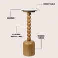 thumbnail image 2 of JONATHAN Y Turner 24.5" Designer Cottage Spindle Wood Column Drink Table and Decorative End Table with White Marble Round Top, Natural, END3002A, 2 of 5