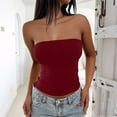 thumbnail image 4 of HOSIA Women's Strapless Bandeau Tube Top Casual Summer Slim Fit Sleeveless Basic Tank Camisole Stretchy Strapless Tube Tops Trendy Slimming Bandeau Camisole Going Out Workout Layering Wine Xl, 4 of 6
