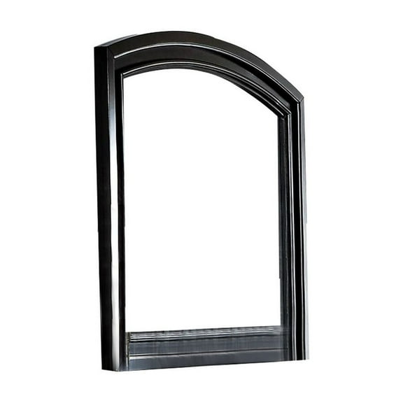 Traditional Style Wooden Frame Dresser Mirror with Curved Top, Black