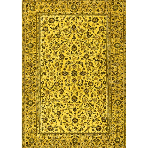 Ahgly Company Machine Washable Indoor Rectangle Persian Yellow Traditional Area Rugs, 5' x 7'